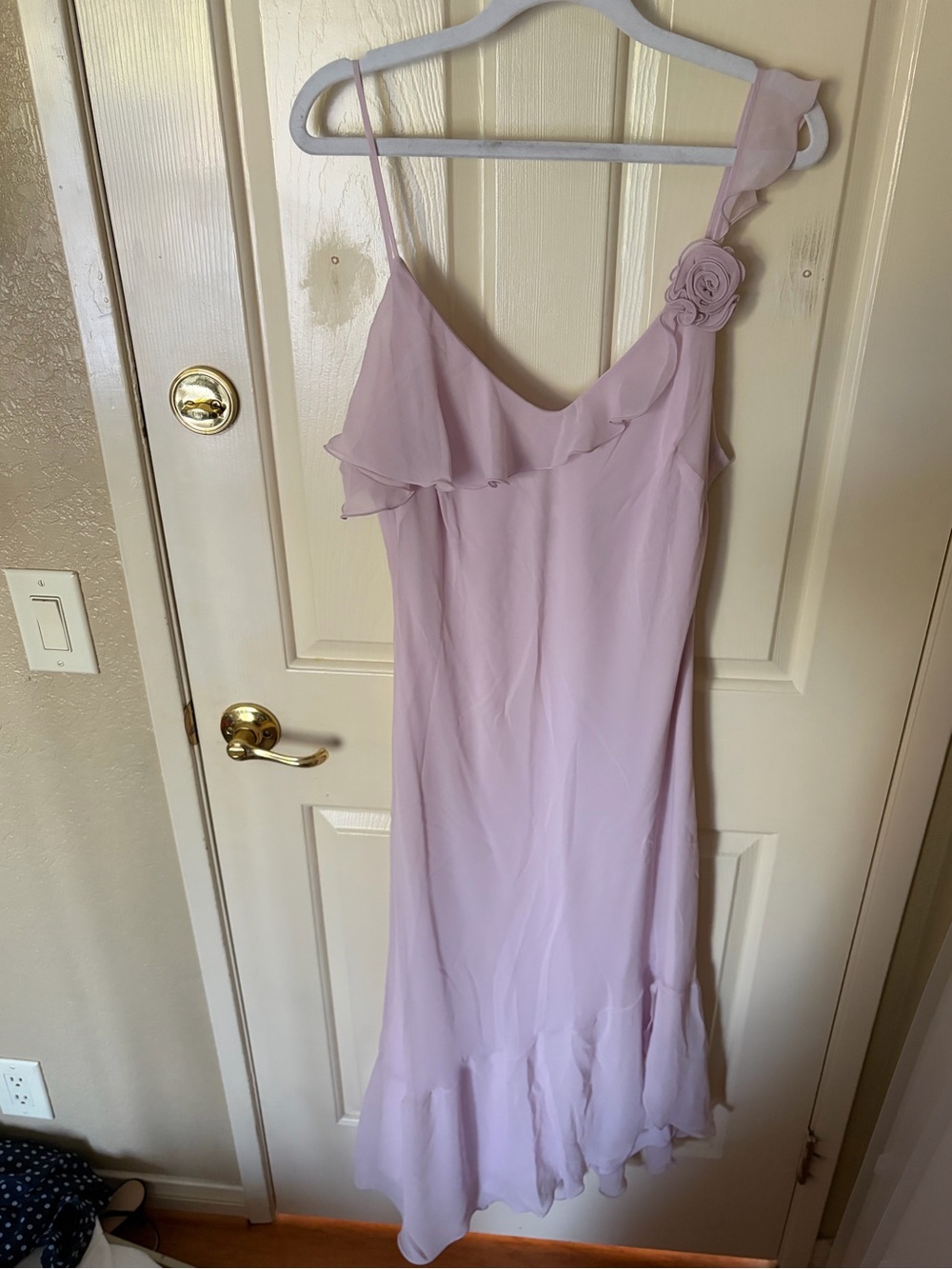 Aritzia Wilfred Lavender One-Shoulder Ruffle Midi Dress